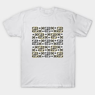 Mosaic Pattern. gold. white. grey. T-Shirt